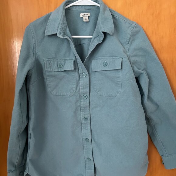 L.L. Bean Tops - LL Bean Women's Teal Blue Long-Sleeve Flanel Button-down Size Small